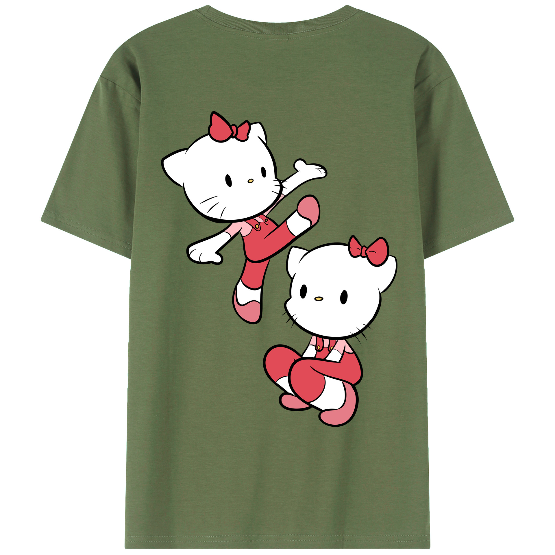 （画像用） Hello Kitty ハローキティ 綿100％ メンズ半袖Tシャツ（バックプリント） 通気性